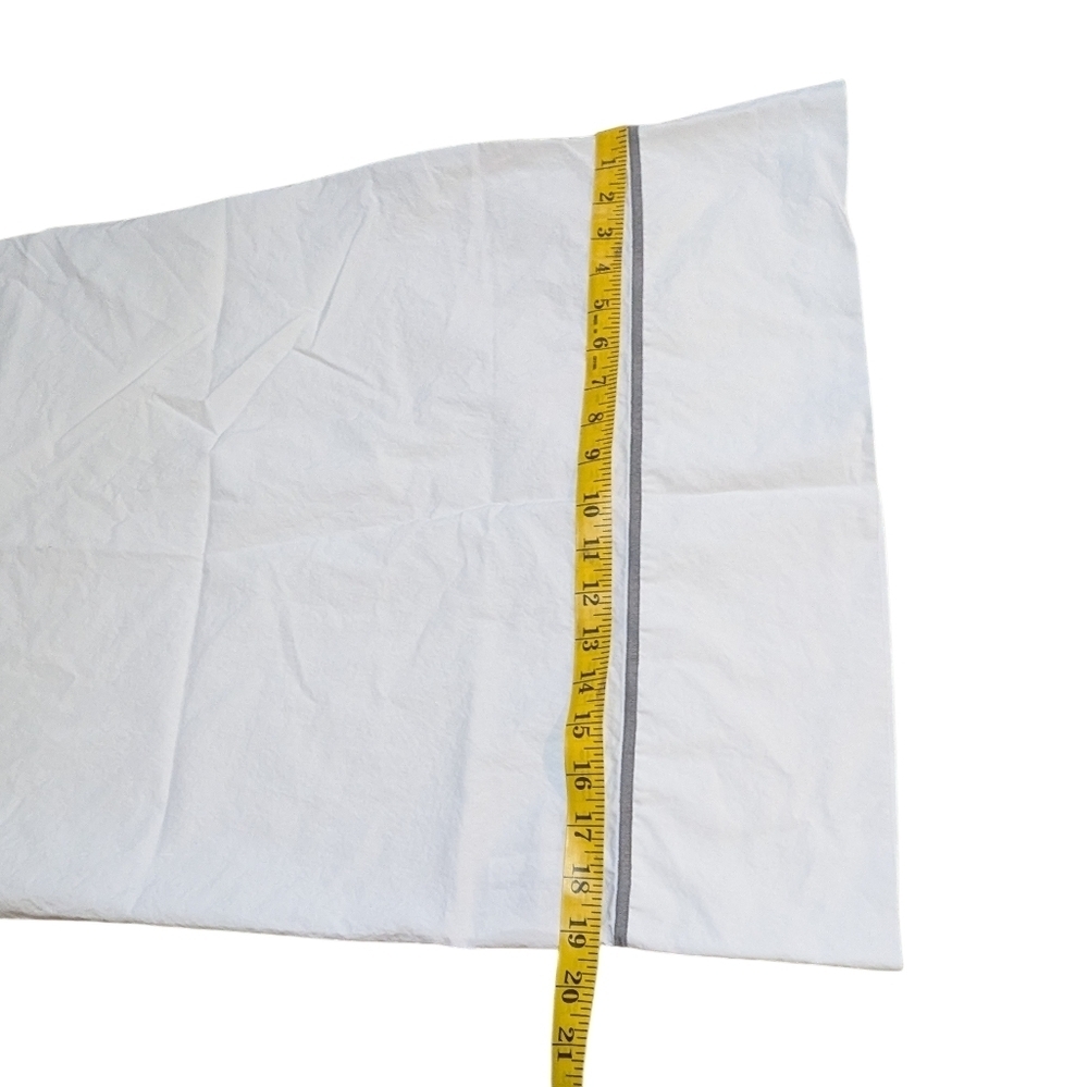 Yves Delorme Standard Sham White Grey Stripe Cotton Quiet Luxury Old Money - Picture 4 of 8